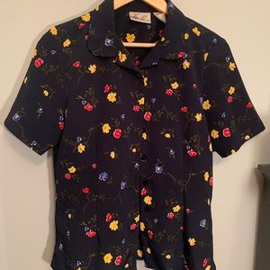 Navy Floral Blouse